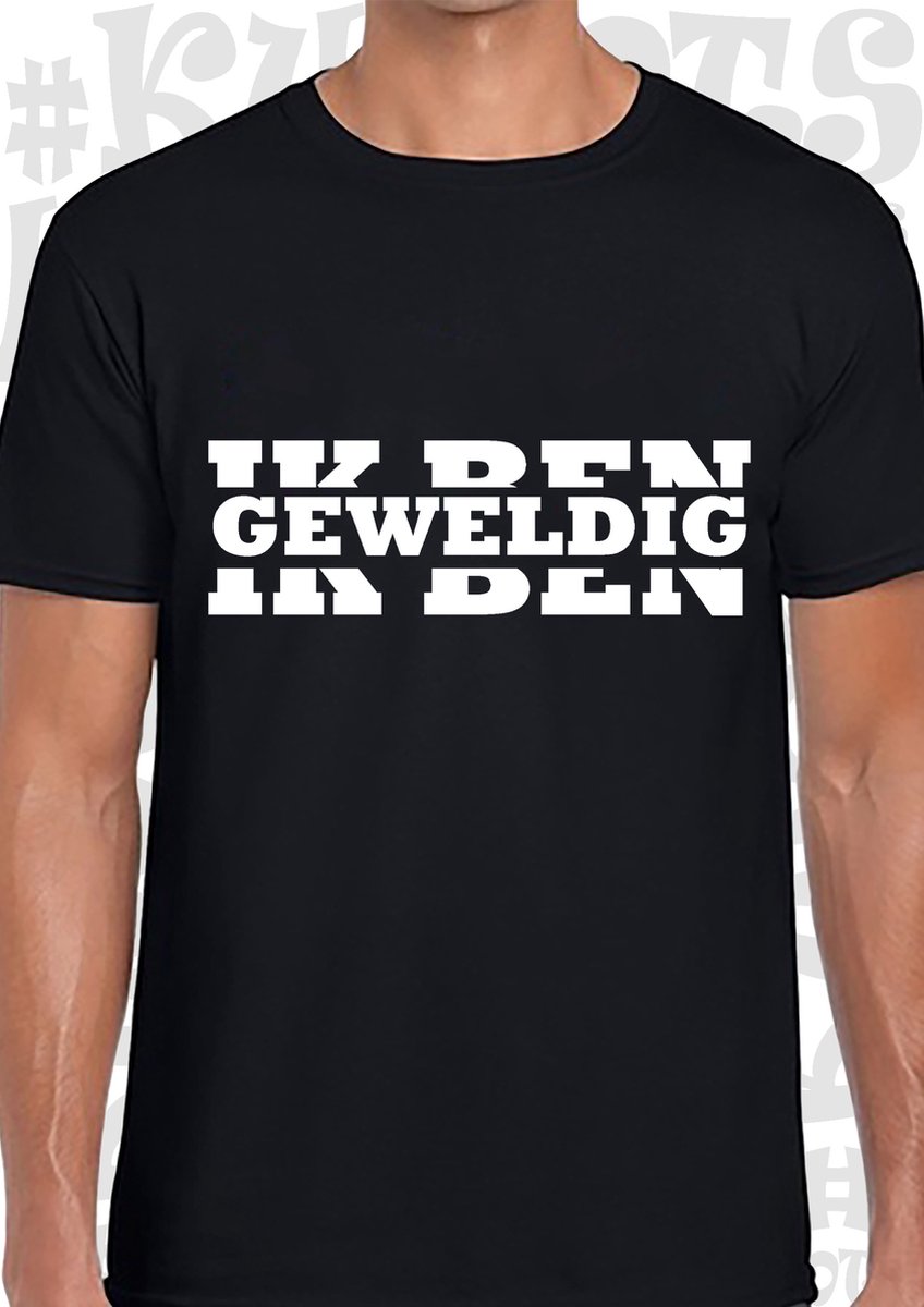 IK BEN GEWELDIG heren t-shirt - Zwart - Maat 3XL - korte mouwen - grappige teksten - leuke shirtjes - humor - quotes - kwoots - kado - cadeau - Arrogant