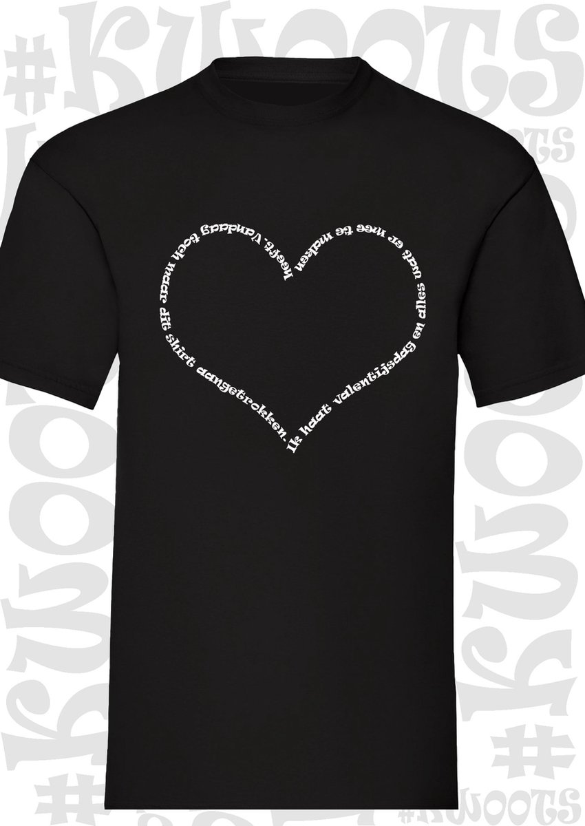 IK HAAT VALENTIJNSDAG heren t-shirt - Zwart - Maat XL - korte mouwen - leuke shirtjes - grappige teksten - quotes - kwoots - Valentine - Valentijnsdag