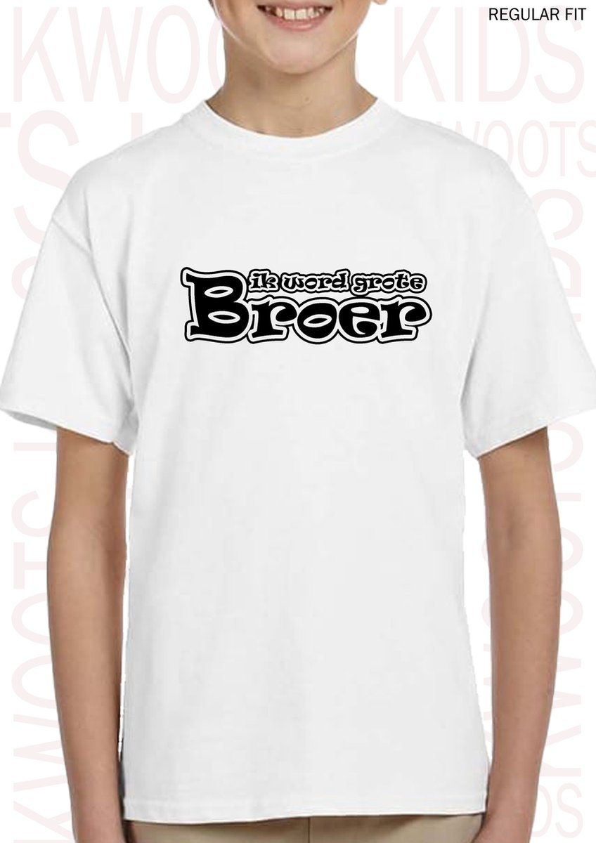 IK WORD GROTE BROER kids t-shirt - Wit - Maat 104 - Korte mouwen - Ronde hals - Regular Fit - Big brother - Bekendmaking baby - Aankondiging zwangerschap