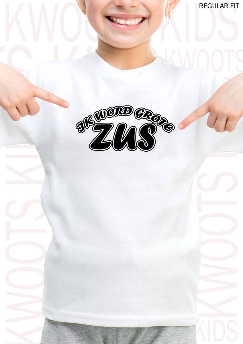 IK WORD GROTE ZUS kids t-shirt - Wit - Maat 104 - Korte mouwen - Ronde hals - Regular Fit - Big sister - Bekendmaking baby - Aankondiging zwangerschap