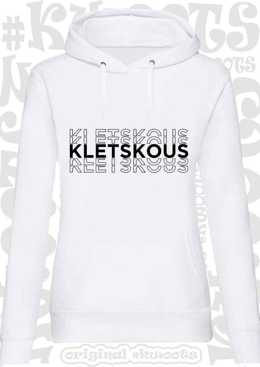 KLETSKOUS dames hoodie - Wit - Maat L - lange mouwen - met capuchon - grappige teksten - leuke hoodies - humor - quotes - kwoots - Trui - Sweater