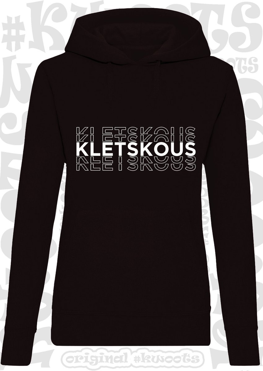 KLETSKOUS dames hoodie - Zwart - Maat XS - lange mouwen - met capuchon - grappige teksten - leuke hoodies - humor - quotes - kwoots - Trui - Sweater