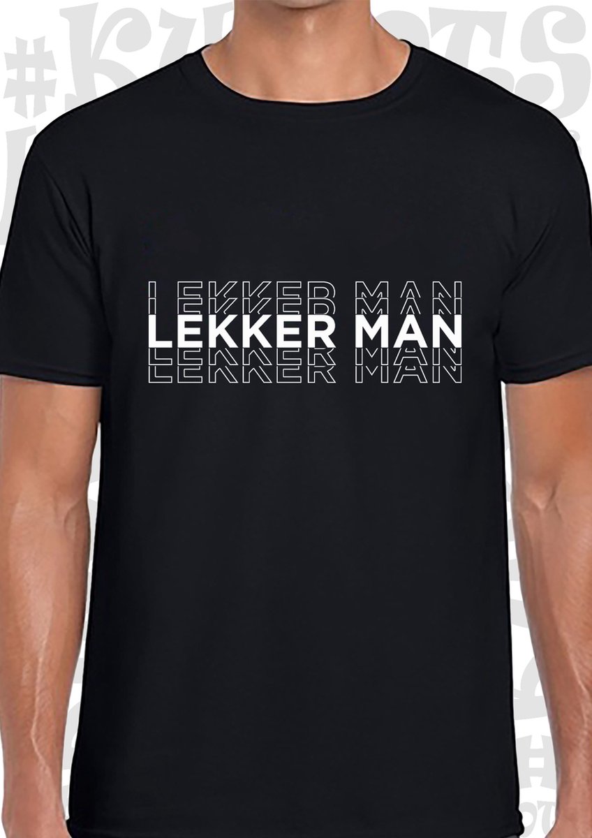 LEKKER MAN heren t-shirt - Zwart - Maat 3XL - Korte mouwen - Ronde hals - grappige teksten - leuke shirtjes - humor - grappig - quotes - kwoots - Rene van der Gijp - VI Vandaag