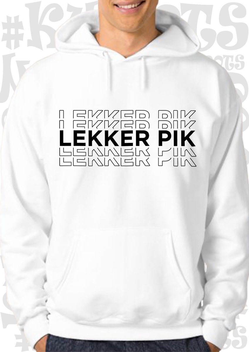 LEKKER PIK heren hoodie - Wit - Maat L - lange mouwen - met capuchon - grappige teksten - leuke shirtjes - humor - grappig - goed gewerkt pik - quotes - kwoots