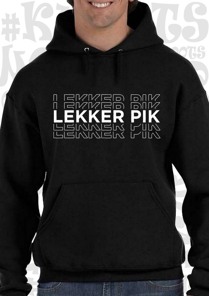 LEKKER PIK heren hoodie - Zwart - Maat L - lange mouwen - met capuchon - grappige teksten - leuke shirtjes - humor - grappig - goed gewerkt pik - quotes - kwoots