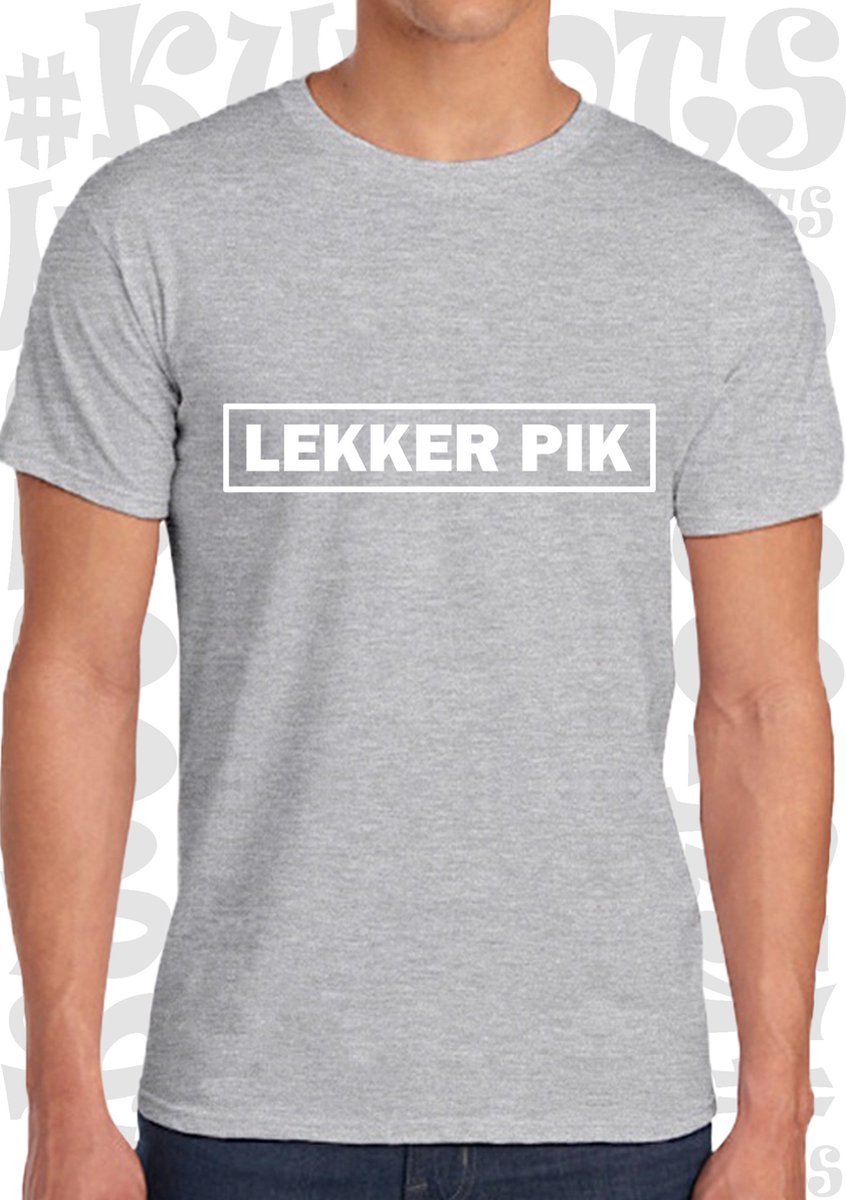 LEKKER PIK herenshirt - Lichtgrijs met witte design - Maat 3XL - Korte mouwen - Ronde hals - leuke shirtjes - grappig - humor - kwoots - Goed gewerkt pik - Rene van der Gijp - VI Vandaag