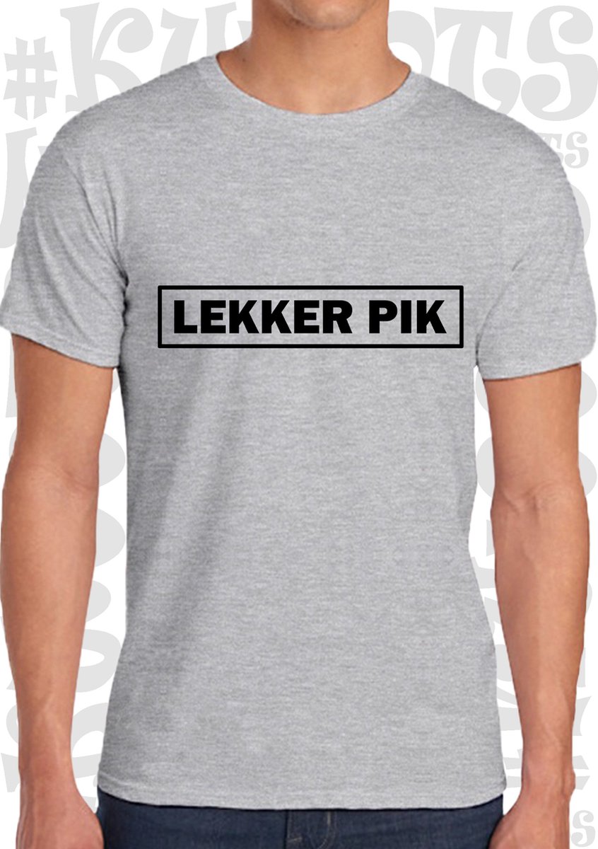 LEKKER PIK herenshirt - Lichtgrijs met zwarte design - Maat L - Korte mouwen - Ronde hals - leuke shirtjes - grappig - humor - kwoots - Goed gewerkt pik - Rene van der Gijp - VI Vandaag