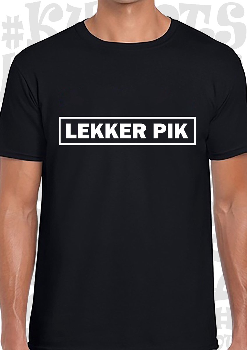 LEKKER PIK herenshirt - Zwart met witte design - Maat L - Korte mouwen - Ronde hals - leuke shirtjes - grappig - humor - kwoots - Goed gewerkt pik - Rene van der Gijp - VI Vandaag