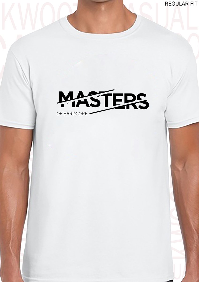 MASTERS OF HARDCORE heren t-shirt - Wit - Maat L - Korte mouwen - Ronde hals - Regular Fit - Quotes - Kwoots - Gabber