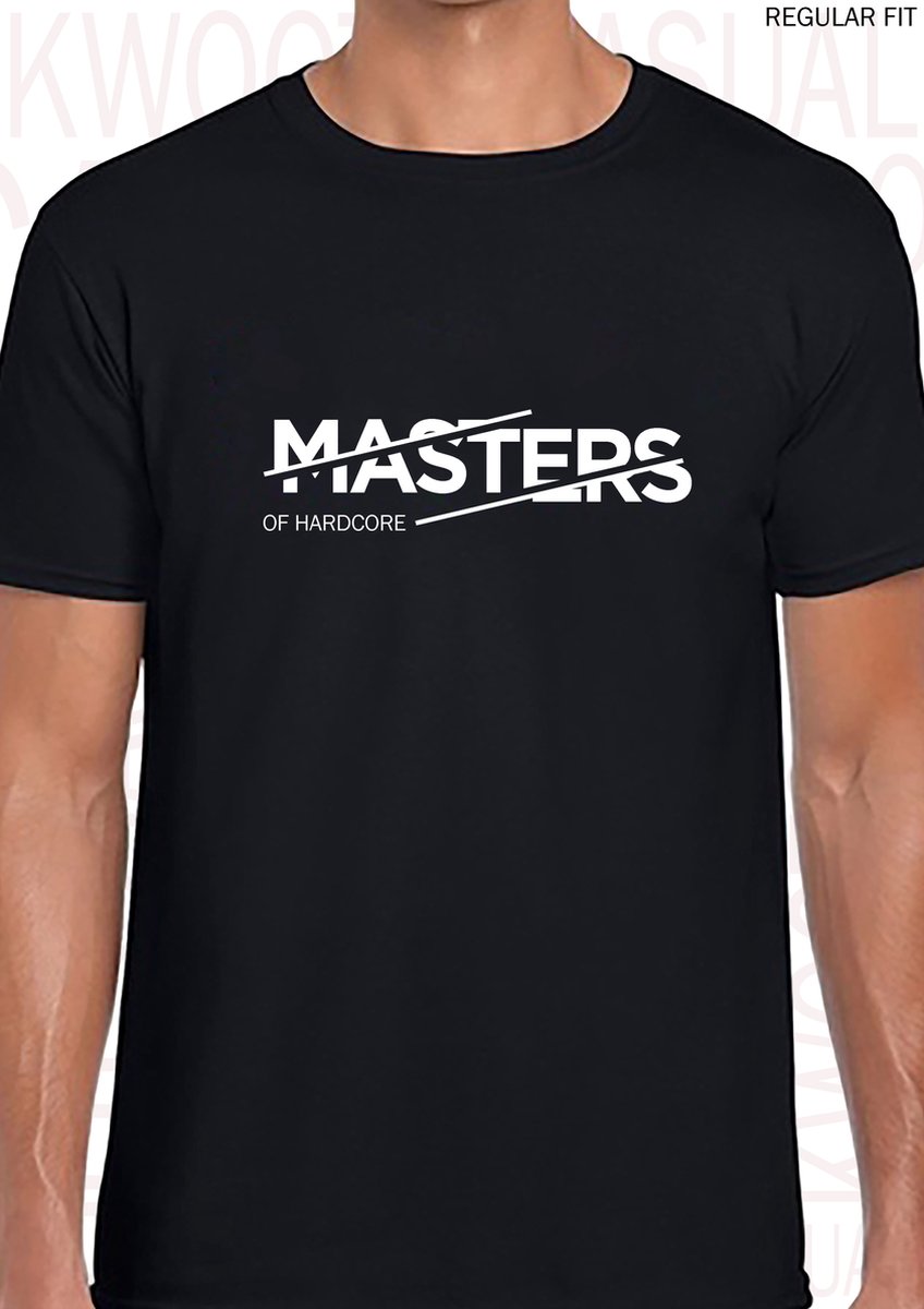 MASTERS OF HARDCORE heren t-shirt - Zwart - Maat 3XL - Korte mouwen - Ronde hals - Regular Fit - Quotes - Kwoots - Gabber