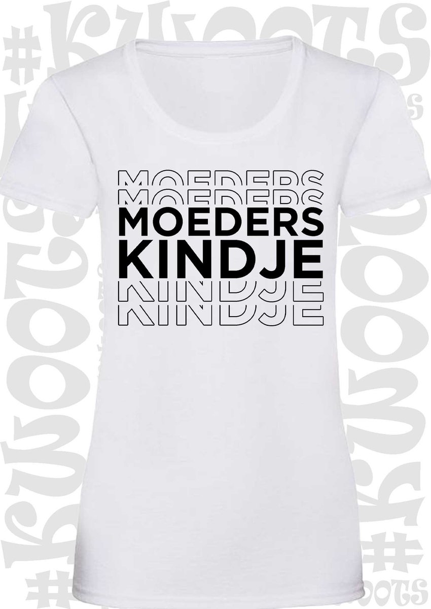 MOEDERS KINDJE dames t-shirt - Wit - Maat XS - korte mouwen - grappige teksten - leuke shirtjes - humor  - quotes - kwoots