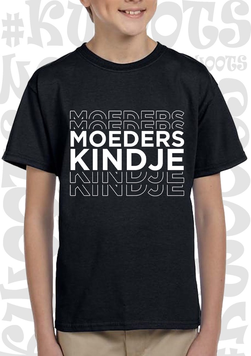 MOEDERS KINDJE kids t-shirt - Zwart - Maat 164 - Korte mouwen - Unisex - jongens & meisjes - leuke shirtjes - grappig - humor - quotes - kwoots - spreuken - cadeau - kado