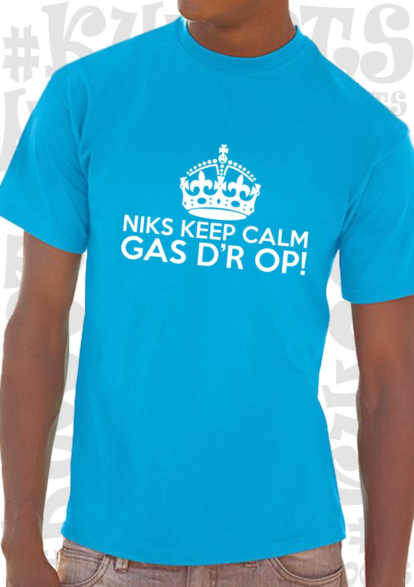 NIKS KEEP CALM GAS DR OP! heren t-shirt - Azuurblauw met wit - Maat 3XL - Korte mouwen - Leuke shirtjes - grappig - humor - quotes - kwoots - We gaan los