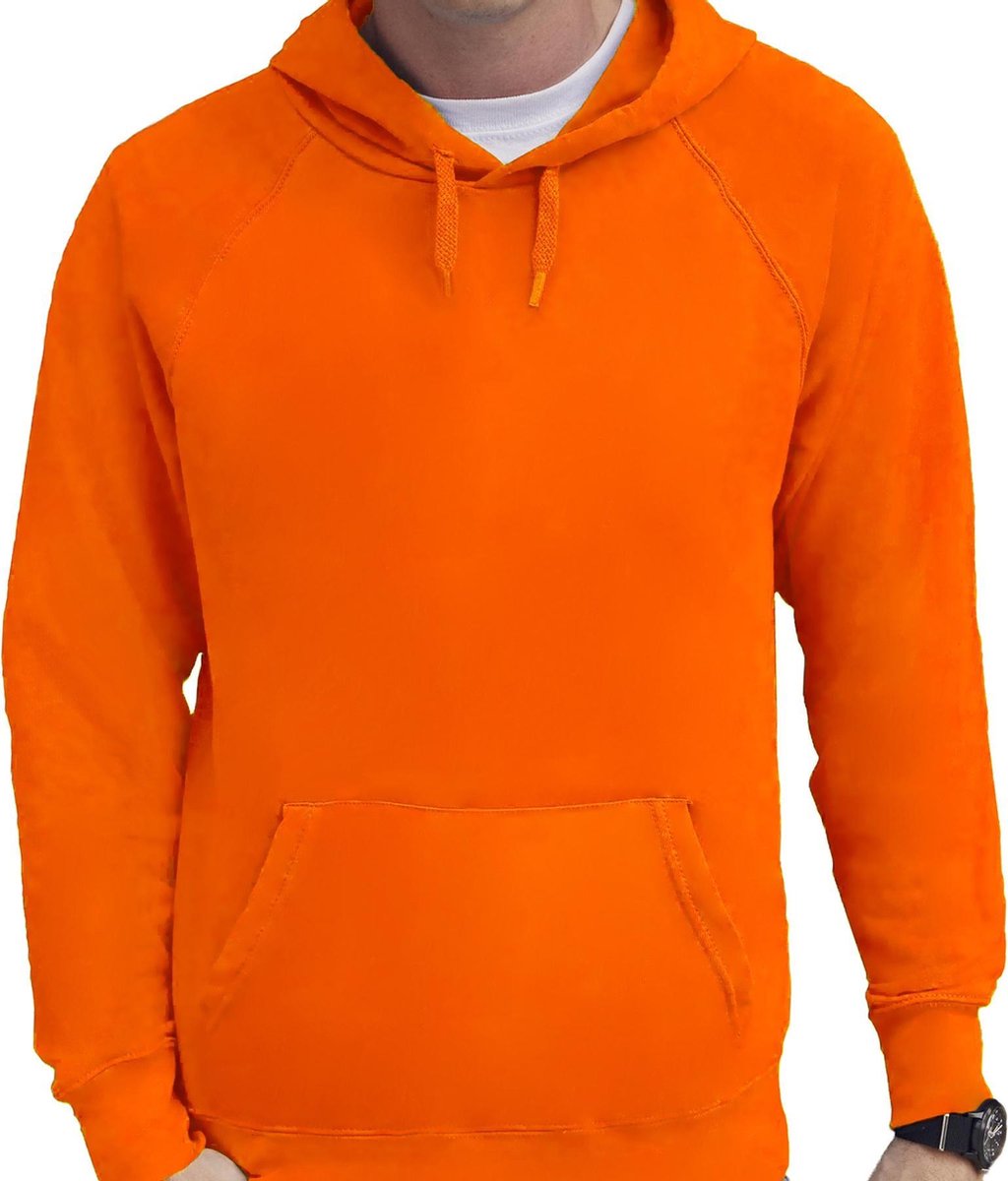 Oranje hoodie / sweater met capuchon - heren - raglan - basics - hooded sweatshirts - Koningsdag / EK en WK supporter M (EU 50)