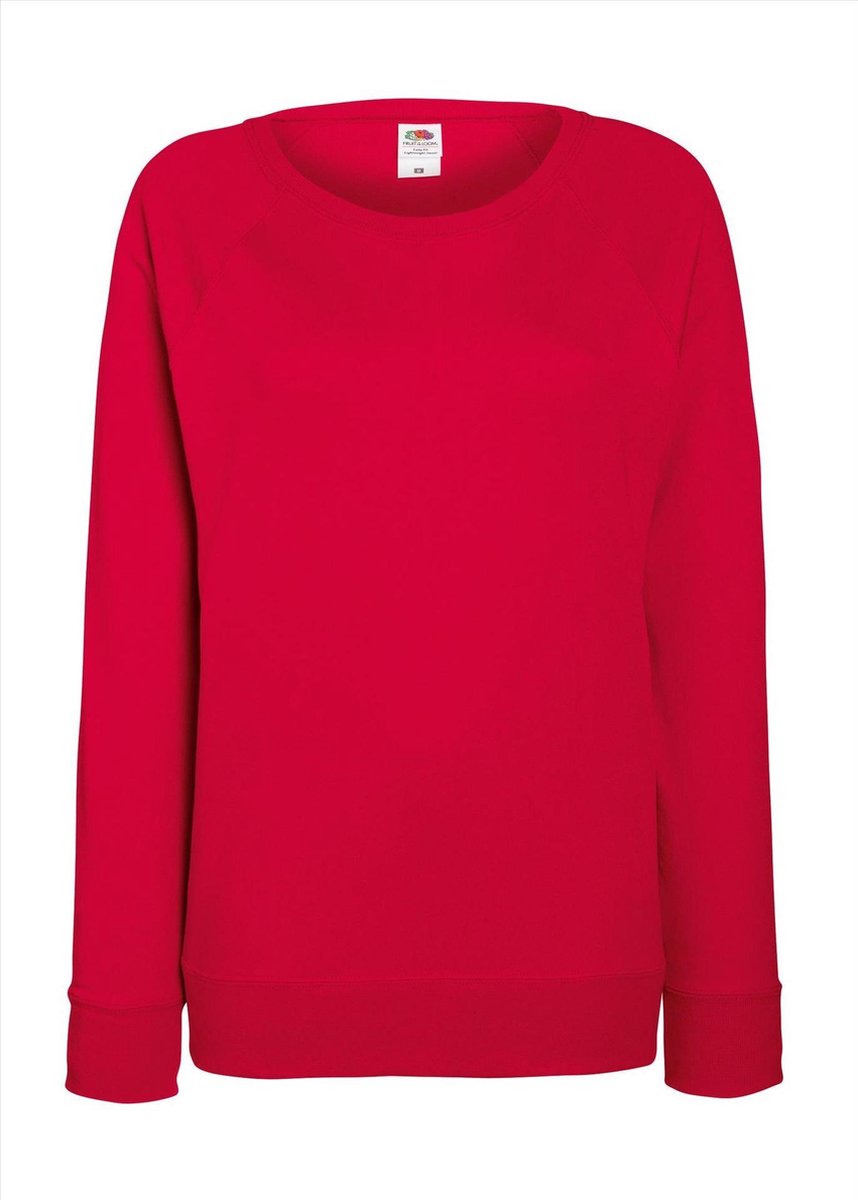 Rode sweater / sweatshirt trui met raglan mouwen en ronde hals voor dames - rood - basic sweaters M (38)