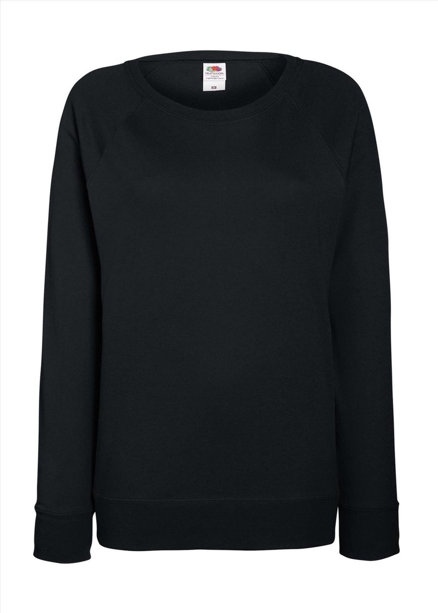 Zwarte sweater / sweatshirt trui met raglan mouwen en ronde hals voor dames - zwart - basic sweaters L (40)