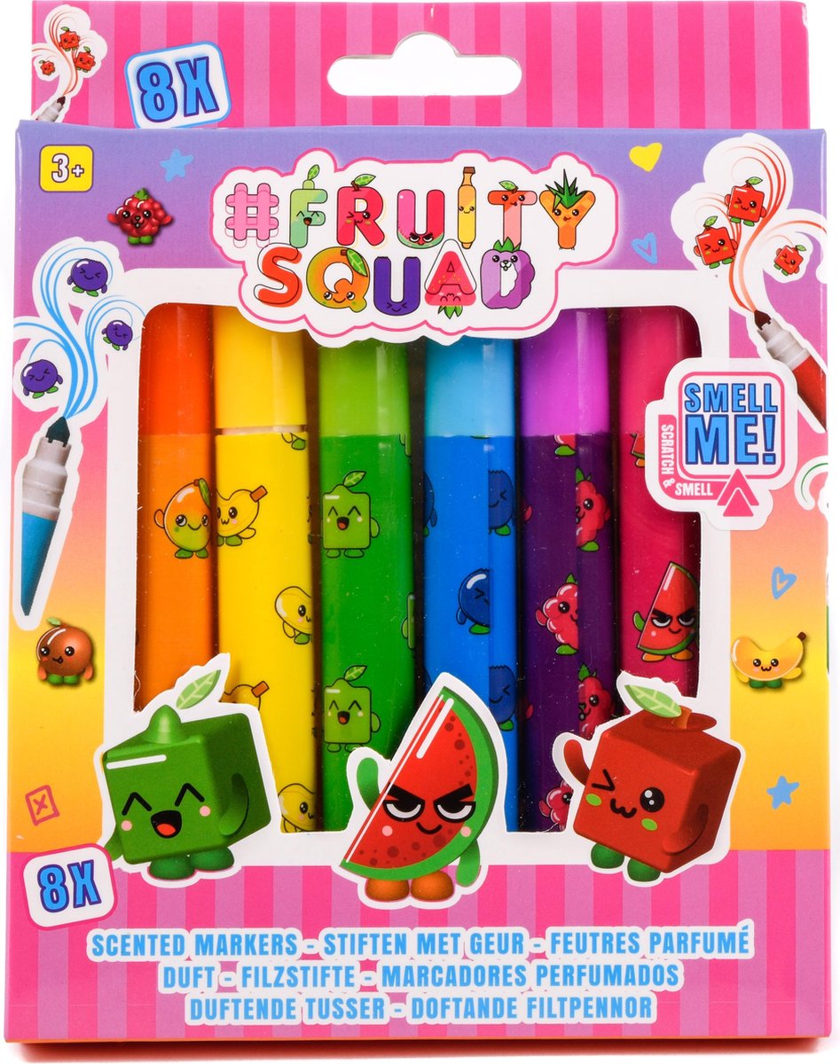 Stiften brede punt met geur Fruity Squad: 8-pack