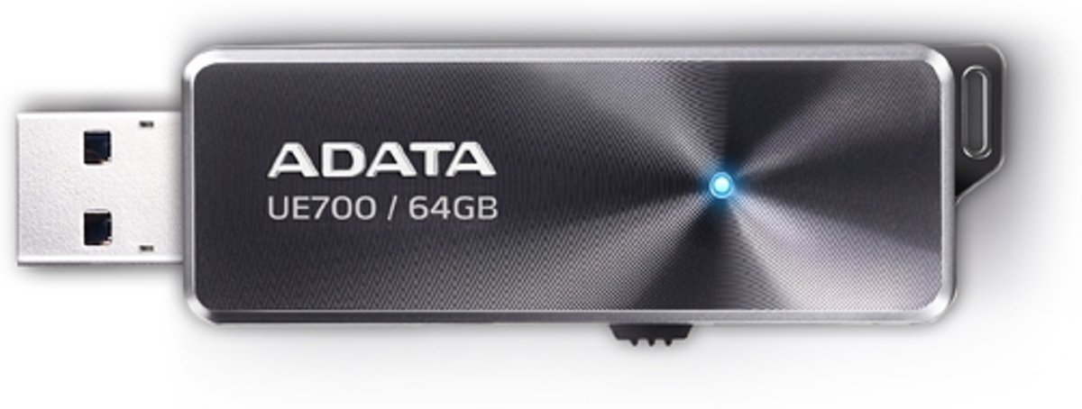 Fujitsu ADATA DashDrive Elite UE700, 64GB 64GB USB 3.0 (3.1 Gen 1) USB-Type-A-aansluiting Zwart USB flash drive