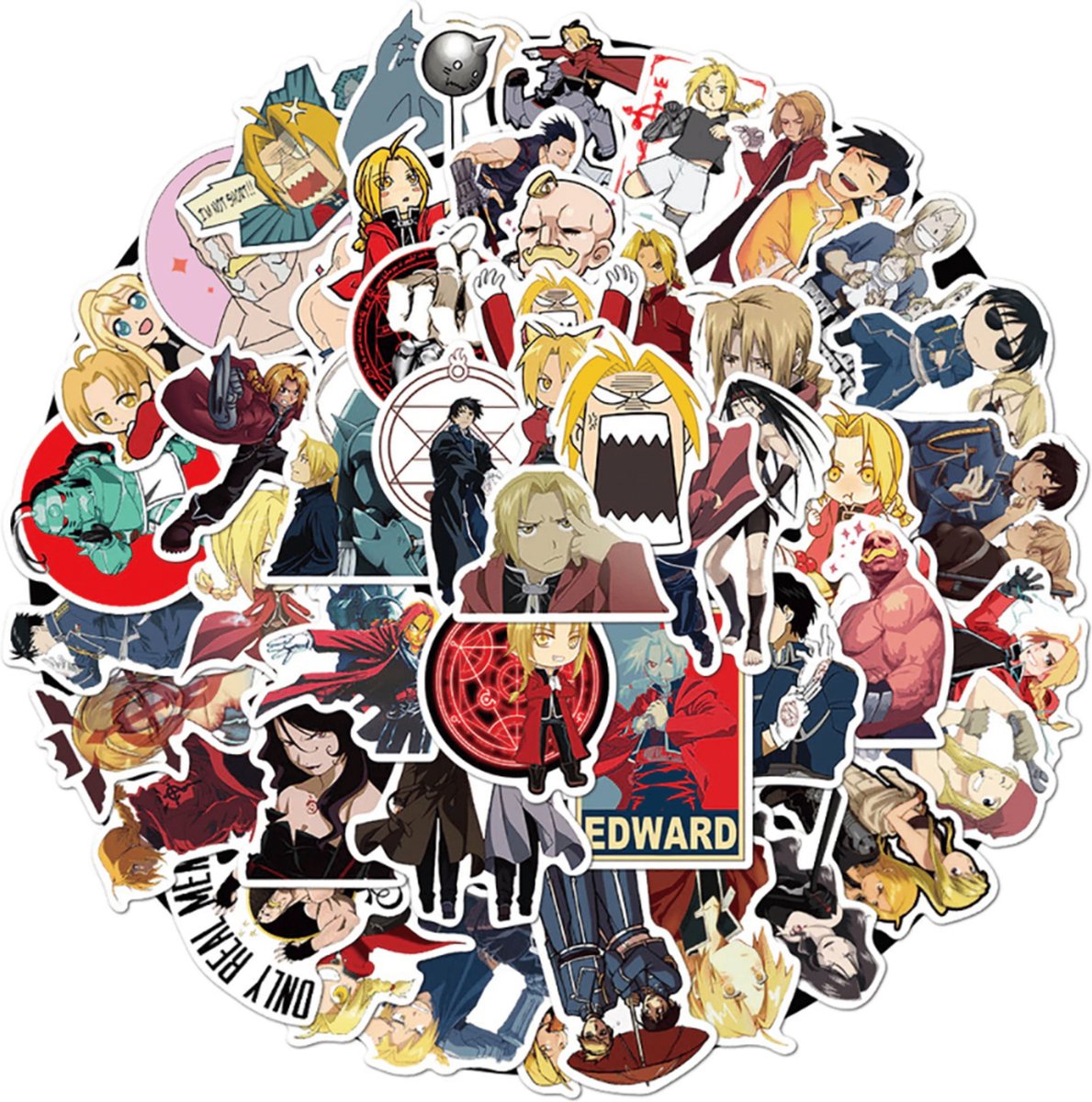 Fullmetal Alchemist Stickers - 50 Stuks - Stickers - Anime - Manga - Hagaren - FMA - Hagane no Renkinjutsushi - Cosplay - Laptop Stickers - Stickers Volwassenen - Stickers Kinderen