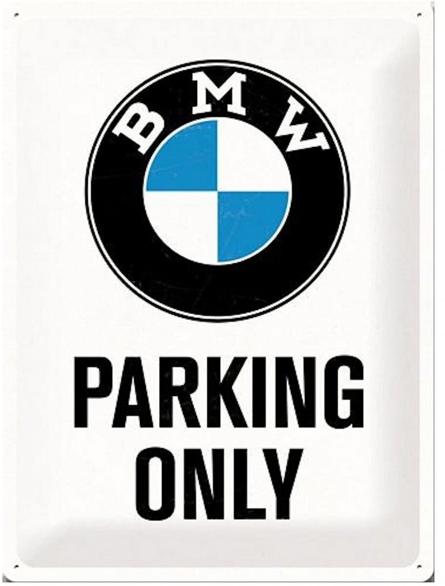 BMW parking only bord wit 30 x 40 cm