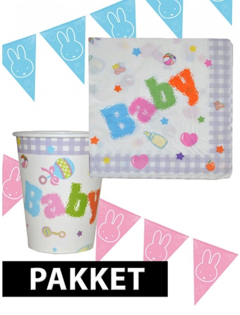 Babyshower versiering pakket blauw/roze