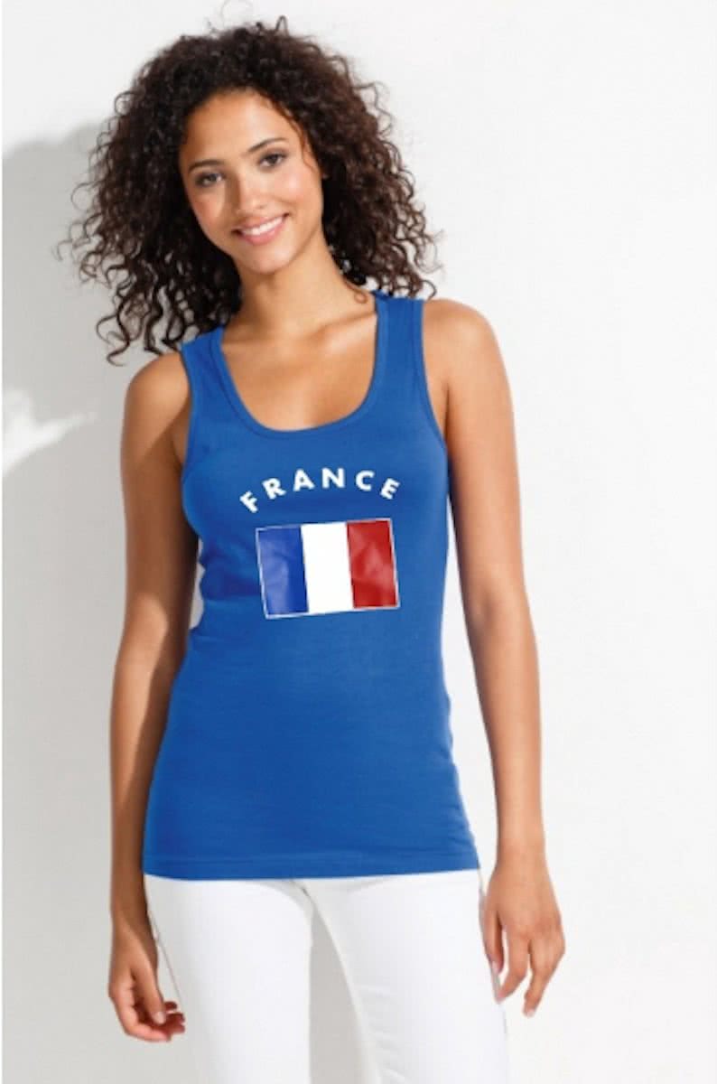 Blauwe dames tanktop vlag France L