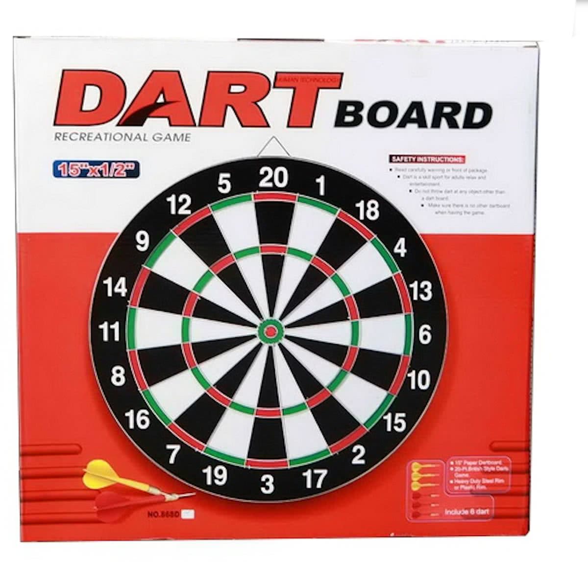 Dartbord 40 cm met 6 pijltjes