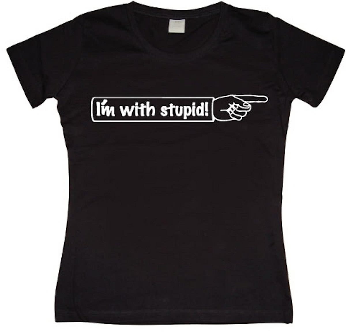 Fun t-shirt I am With Stupid dames L