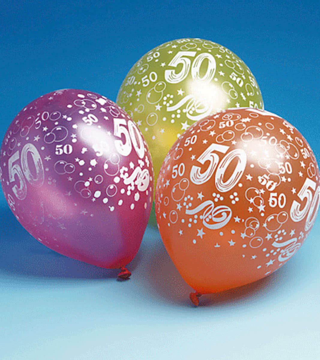 Gekleurde 50 jaar ballonnen 5 stuks