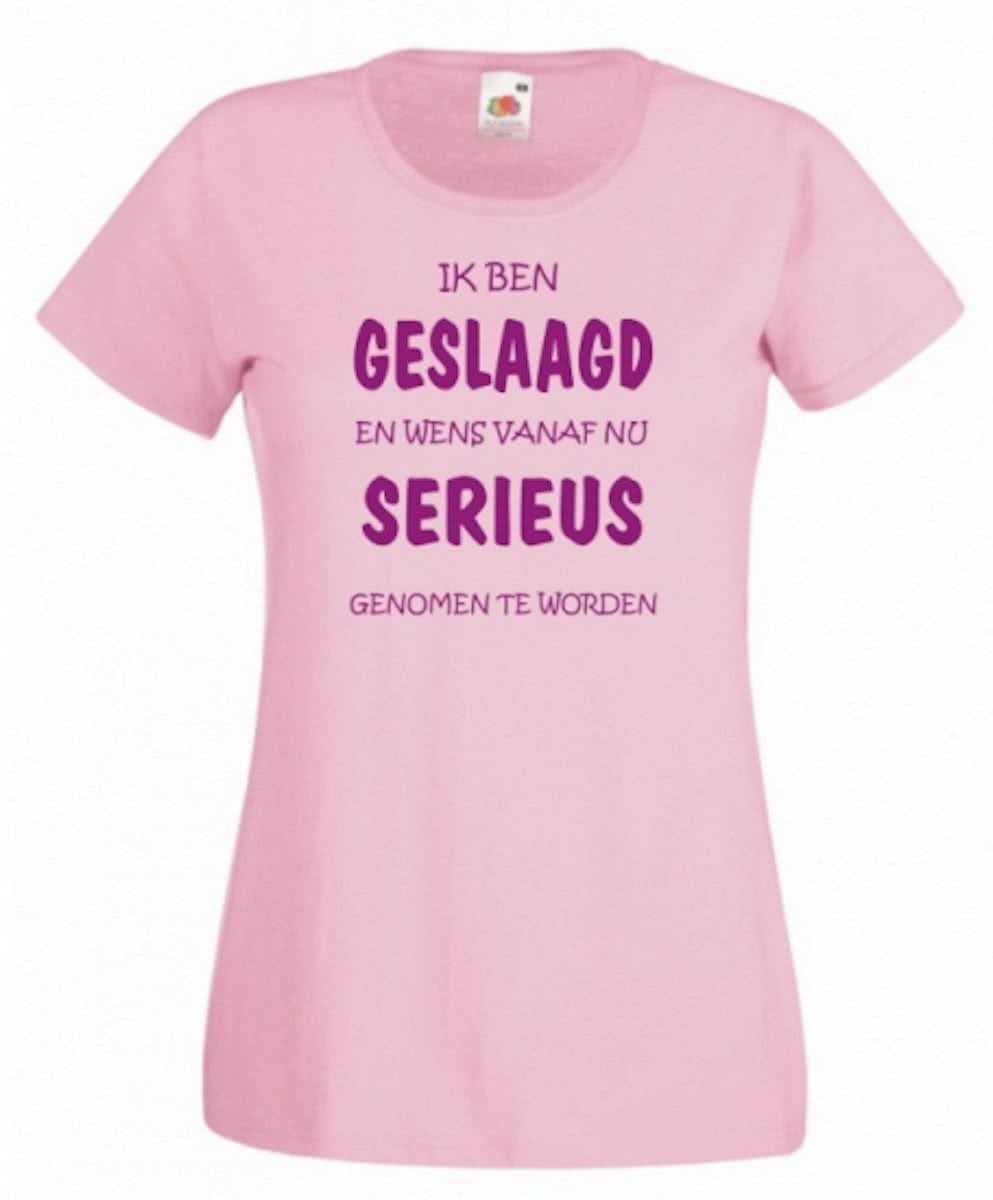 Geslaagd t-shirt roze voor dames M