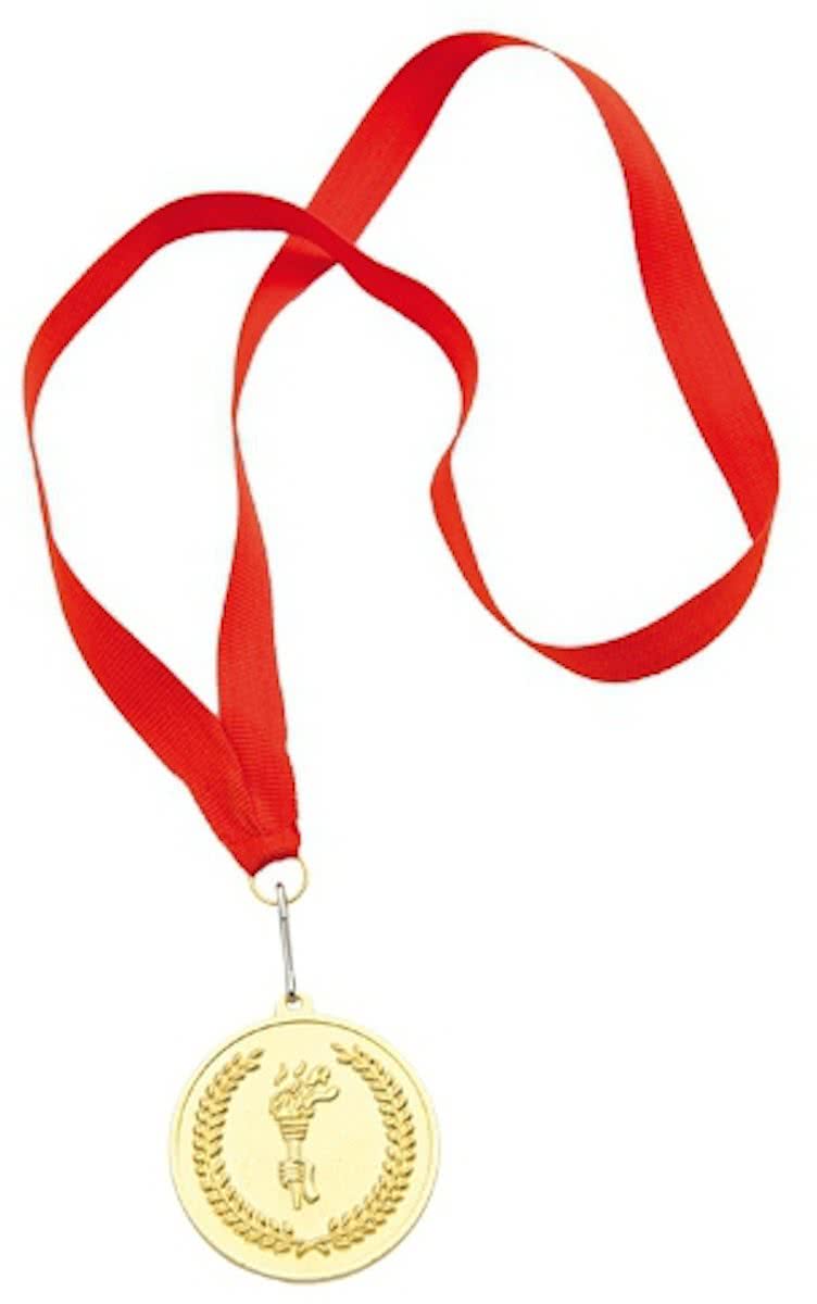 Gouden medaille aan rood lint