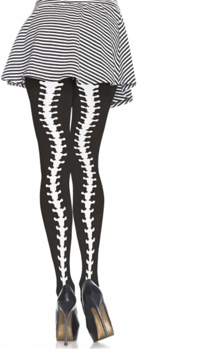 Halloween Zwarte panty met ruggengraat print