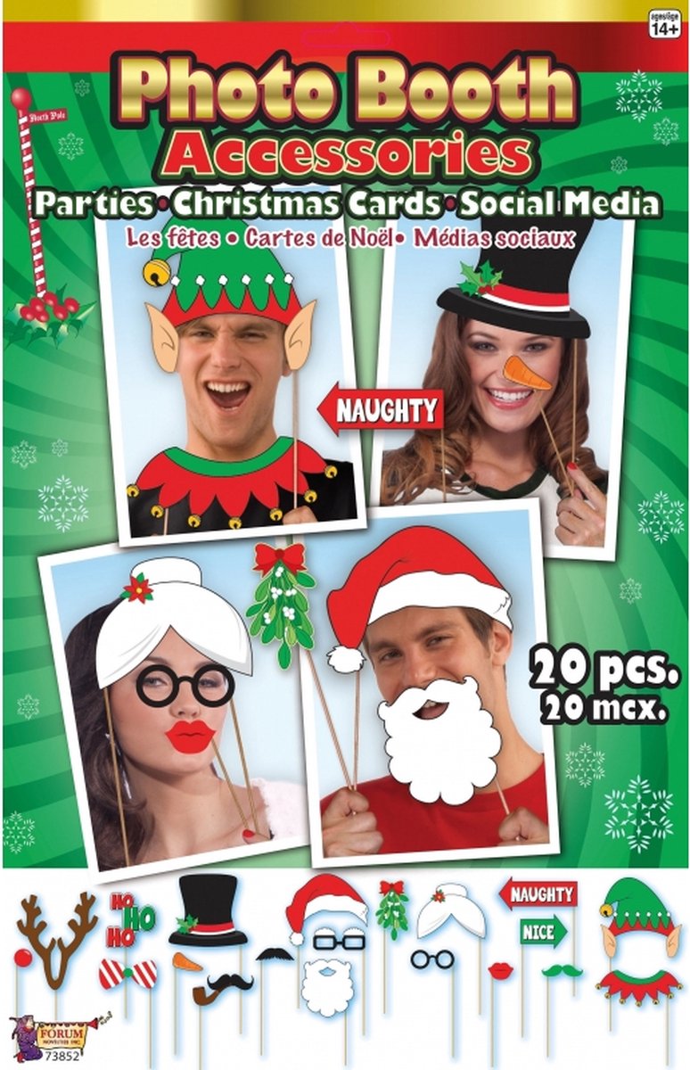 Kerst photobooth foto props 20-delig - Kerstfeest fotoprops