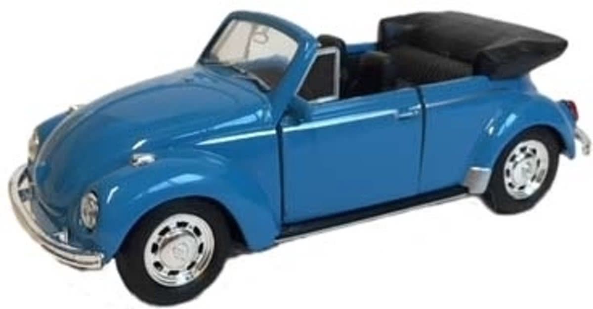 Speelgoed Volkswagen Kever blauwe cabrio auto 12 cm