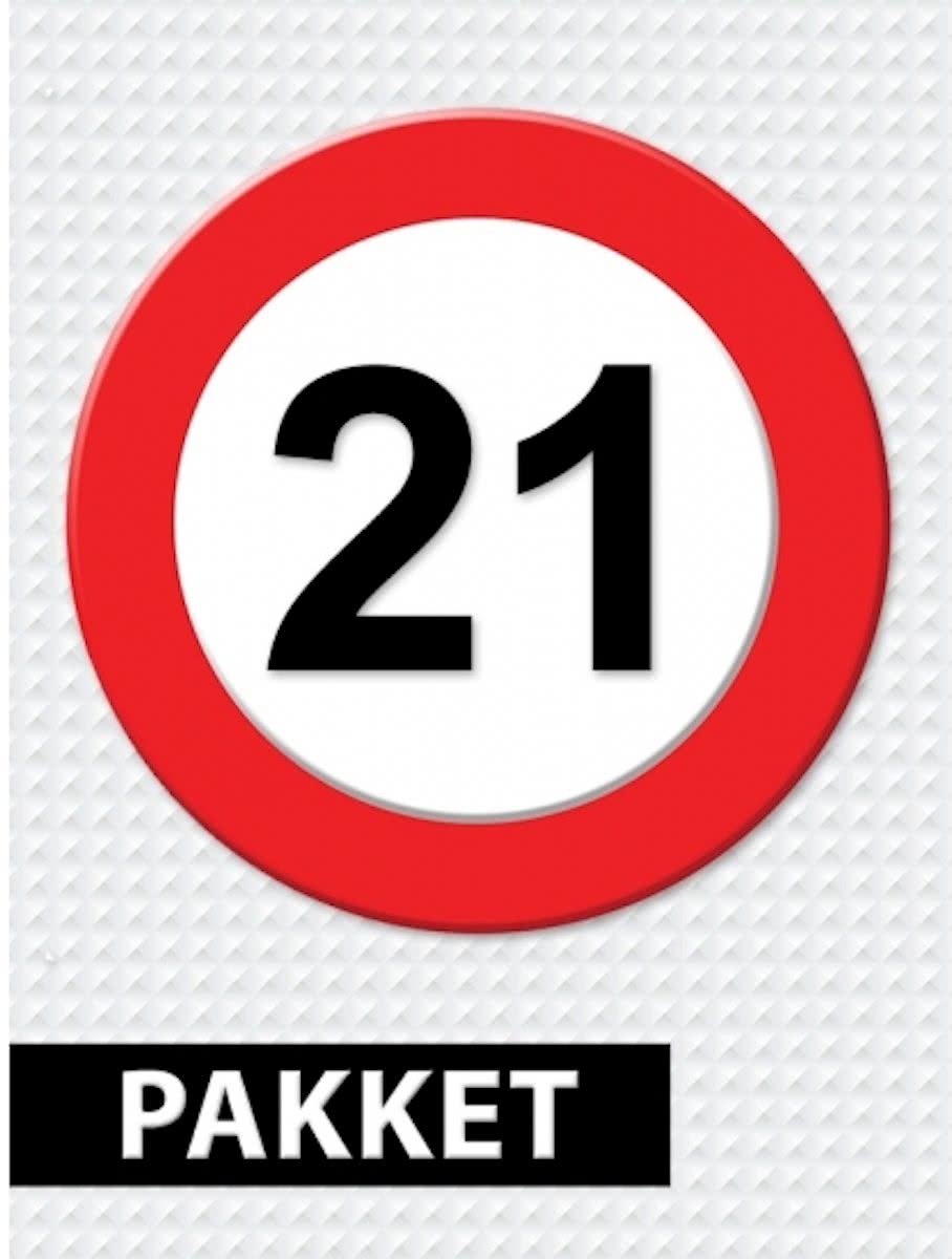 Verkeersbord 21 jaar feestartikelen pakket