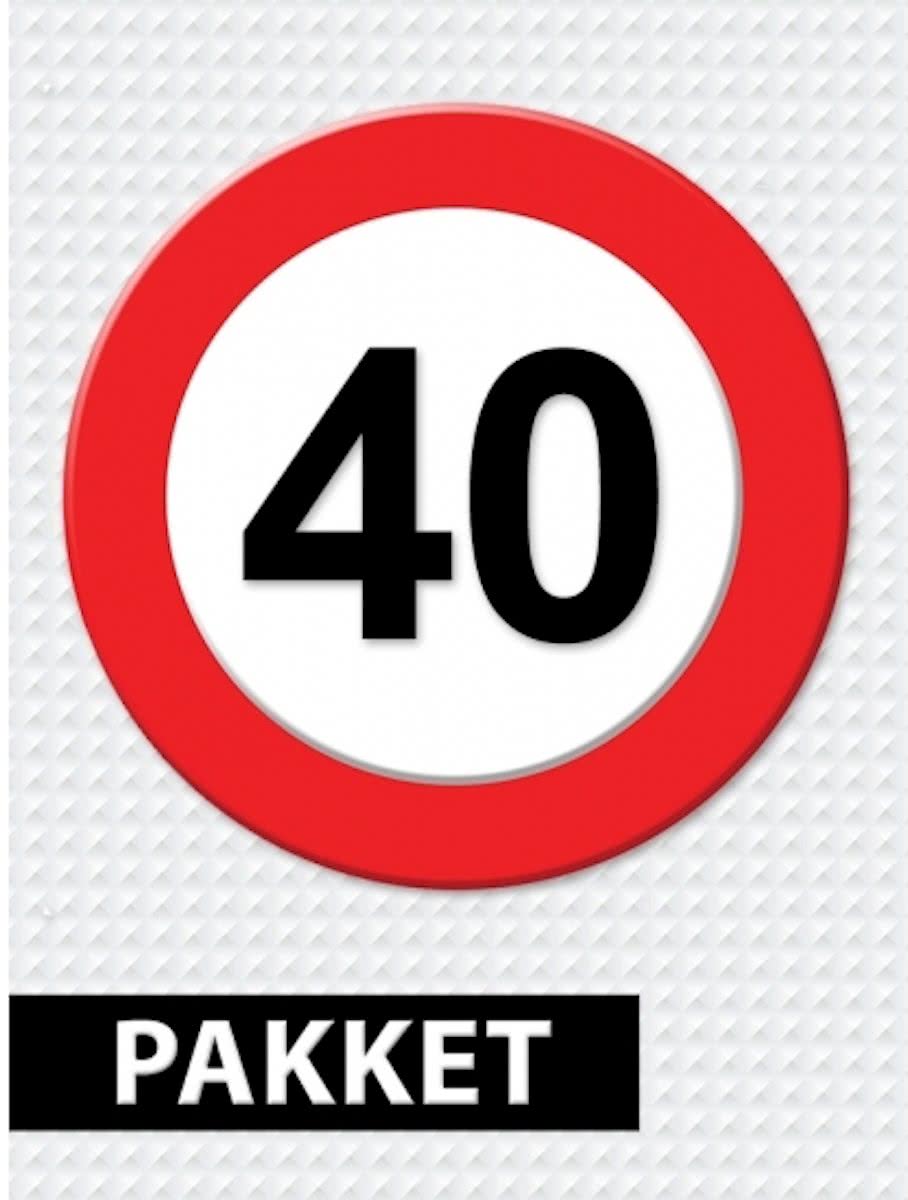 Verkeersbord 40 jaar feestartikelen pakket