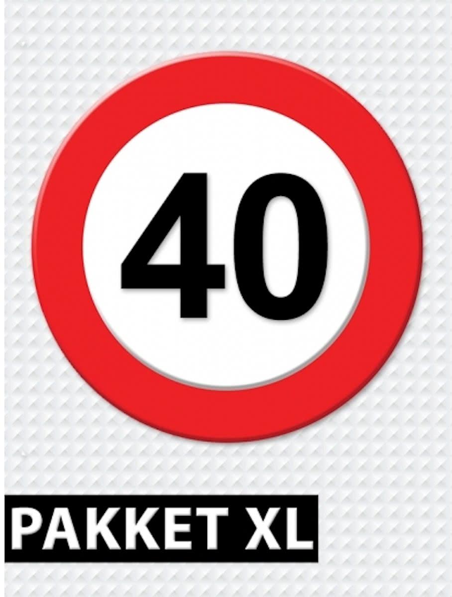 Verkeersbord 40 jaar feestartikelen pakket XL