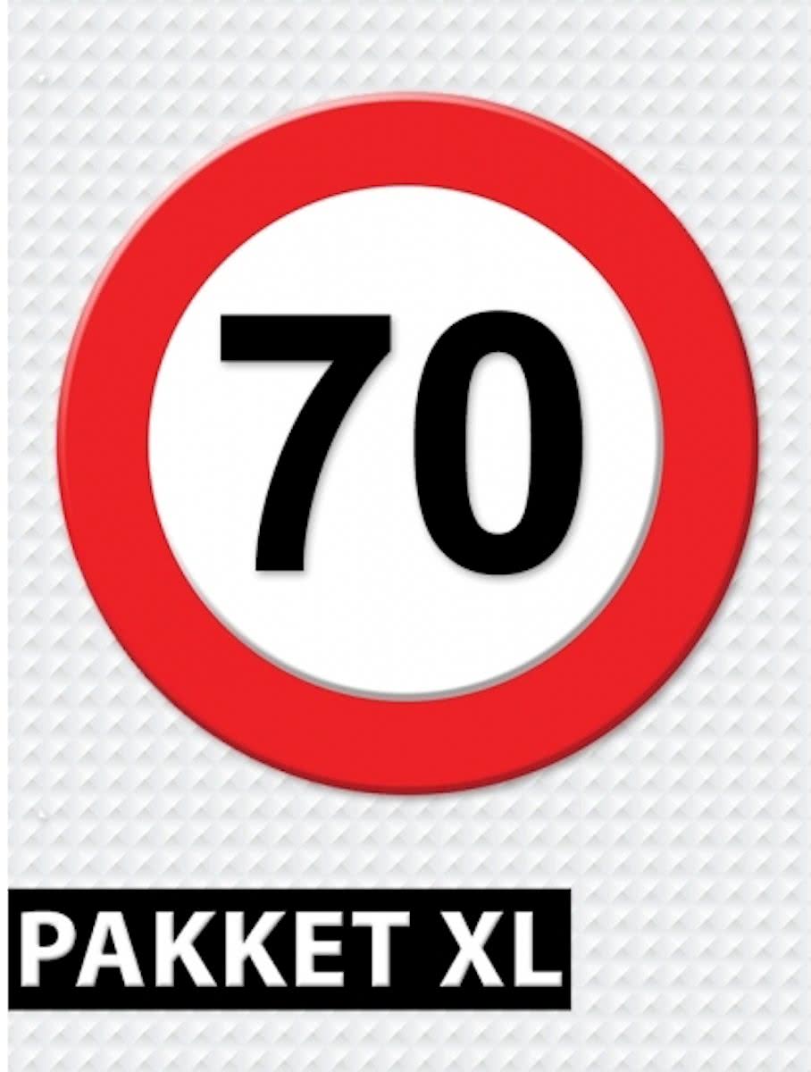 Verkeersbord 70 jaar feestartikelen pakket XL