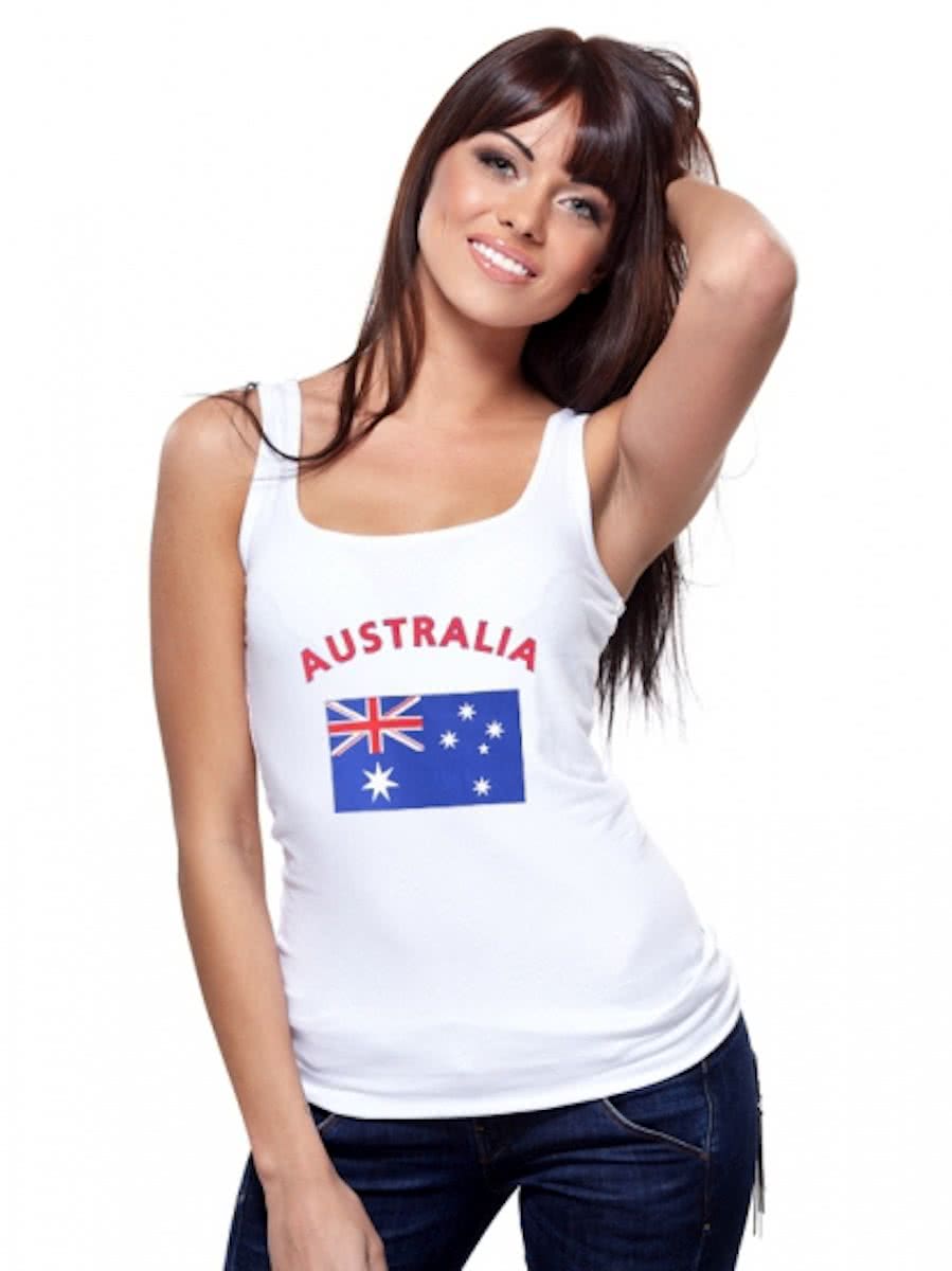 Witte dames tanktop met vlag van Australie L