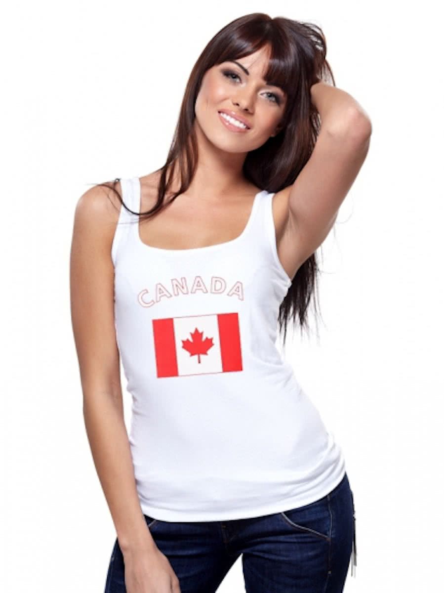 Witte dames tanktop met vlag van Canada L