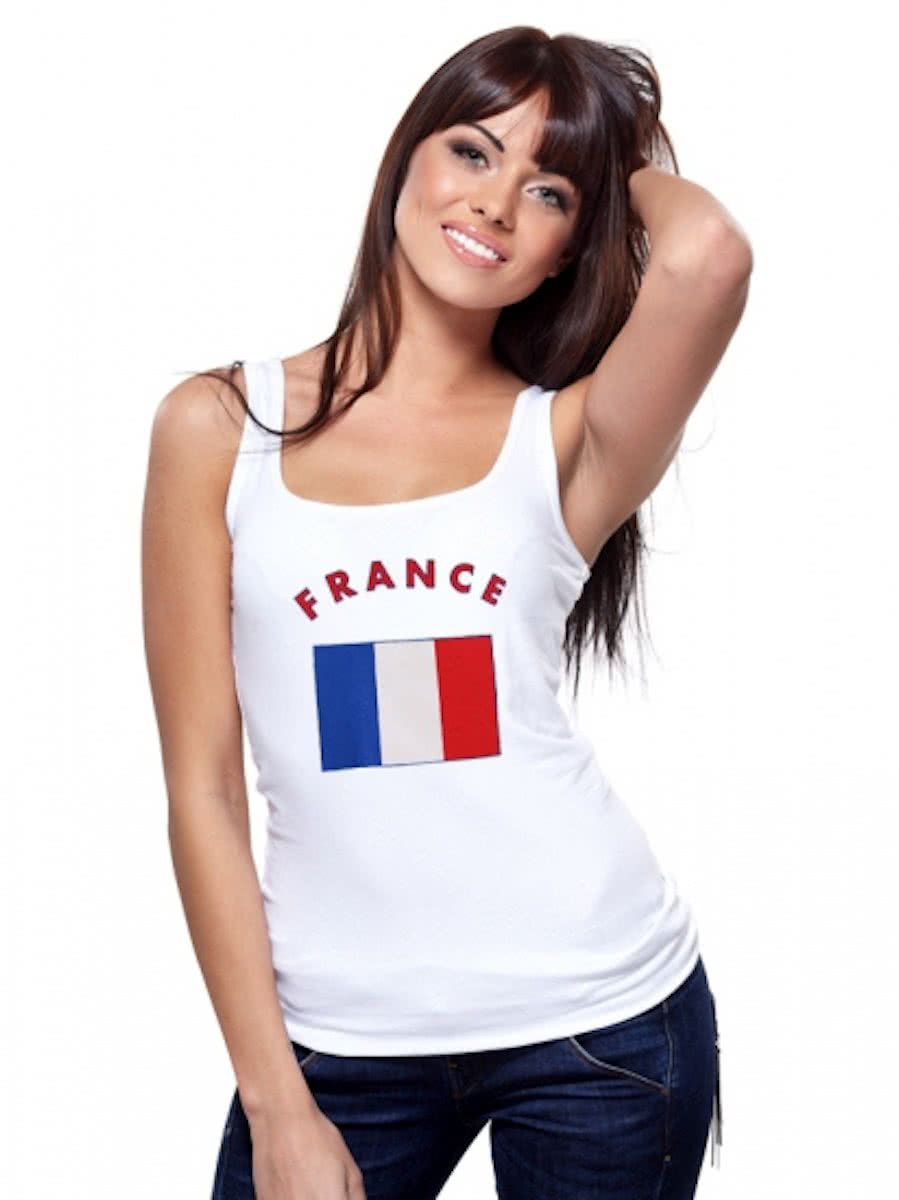 Witte dames tanktop met vlag van Frankrijk M