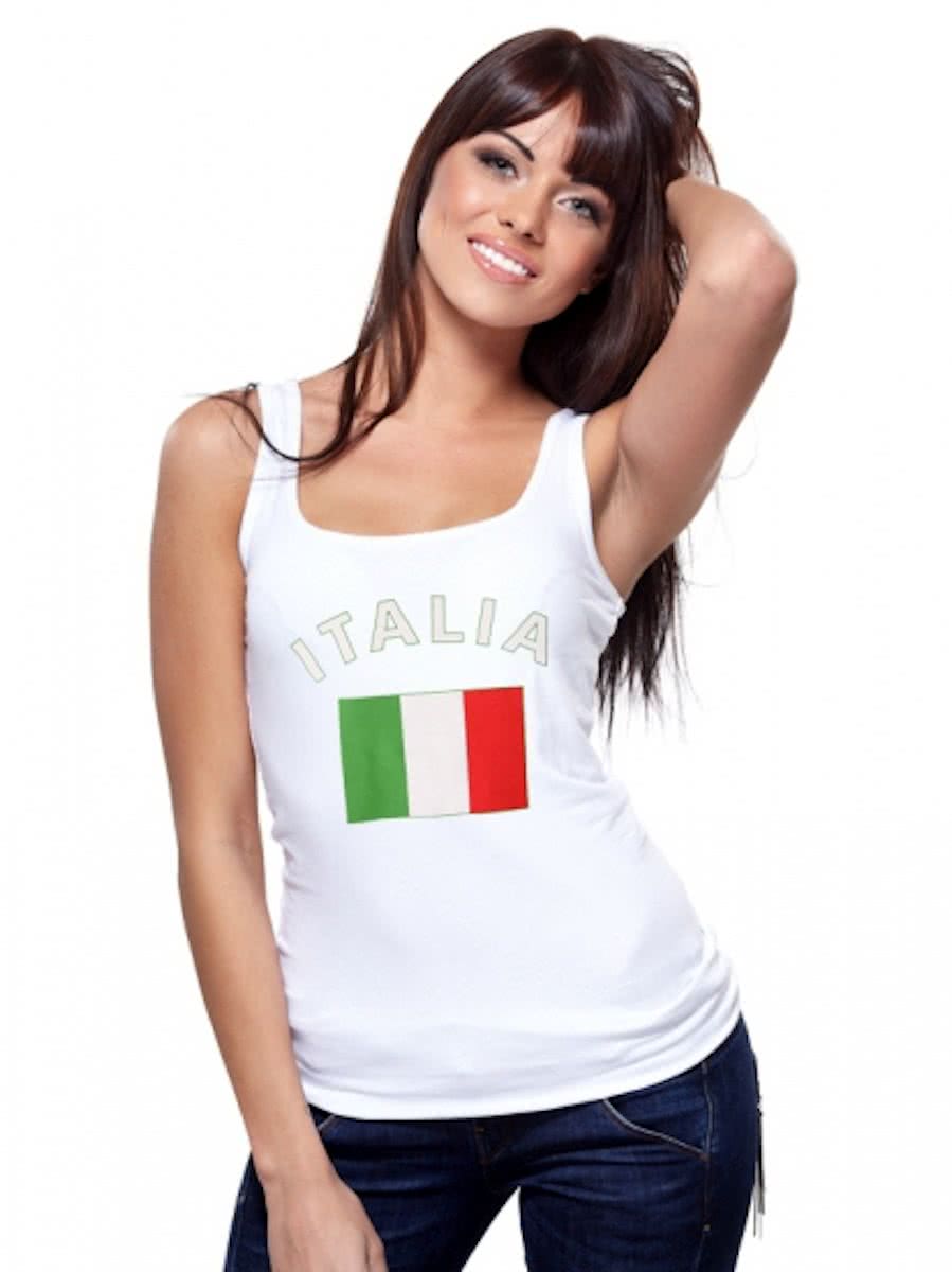 Witte dames tanktop met vlag van Italie L