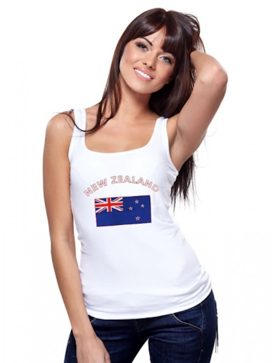 Witte dames tanktop met vlag van Nieuw Zeeland S