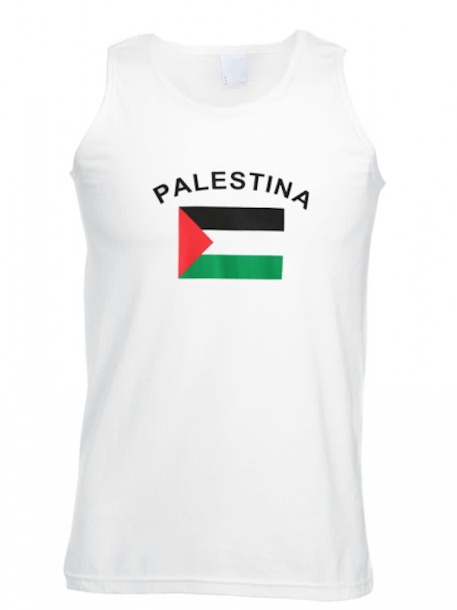 Witte tanktop met vlag Palestina 2xl