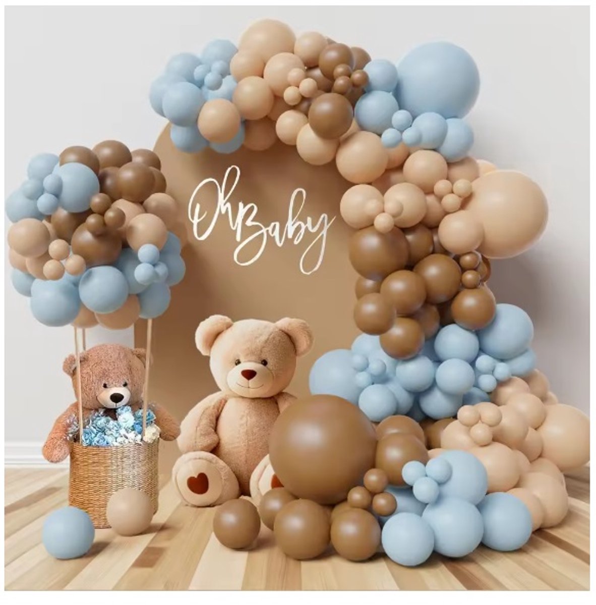Ballonnen Pakket - 120 Stuks - Kleur: Bruin / Beige / Blauw - Jongen Verjaardag / Babyshower - Pastel Kleuren - Feestpakket / Ballonnen - Feestversiering - Verjaardag Versiering - Zwangerschap - Hoge Kwaliteit - Luxe Feest Versiering