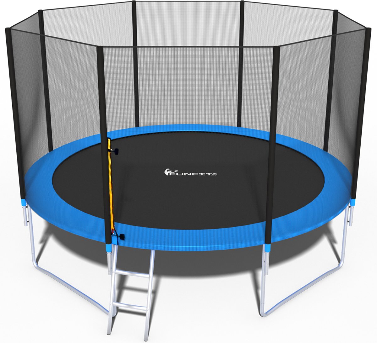 Trampoline - blauw - 374 cm - met net en ladder - tot 150 KG