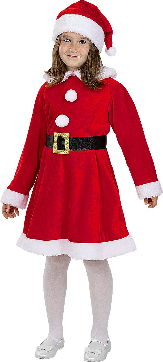 FUNIDELIA Deluxe Kerstvrouw kostuum voor meisjes Miss Santa - 3-4 jaar (98-110 cm) - Rood