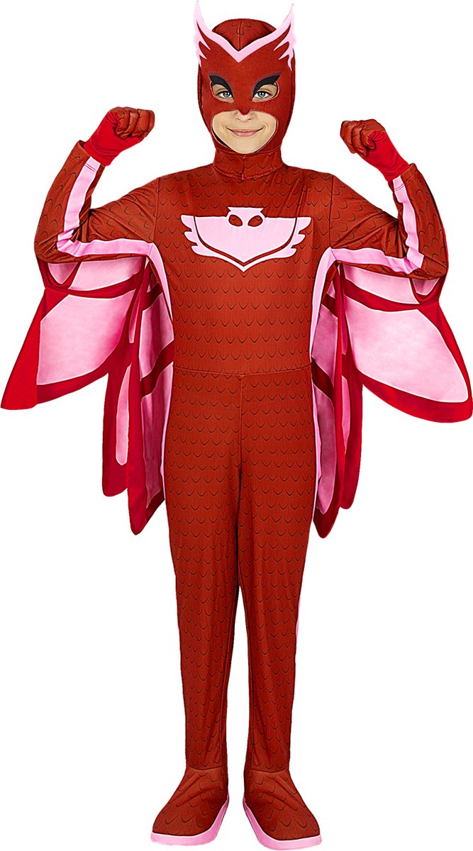 FUNIDELIA Deluxe Owlette PJ Masks kostuum voor meisjes Tekenfilms - 3-4 jaar (98-110 cm) - Rood