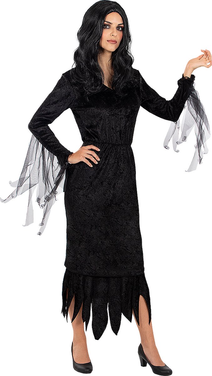 FUNIDELIA Morticia Addams Kostuum Voor - the Addams Family - Maat: L