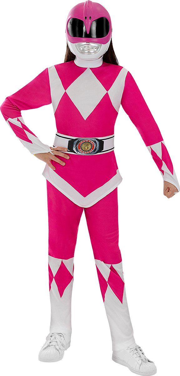 FUNIDELIA Roze Power Ranger-kostuum voor meisjes - Maat: 122 - 134 cm - Roze